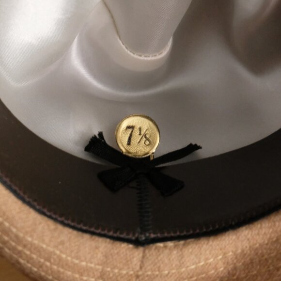 Biltmore Hat Fedora Fitted Mens 7 1/8 Brown Tan Wool Felt Feather Canada Classic - Picture 5 of 7
